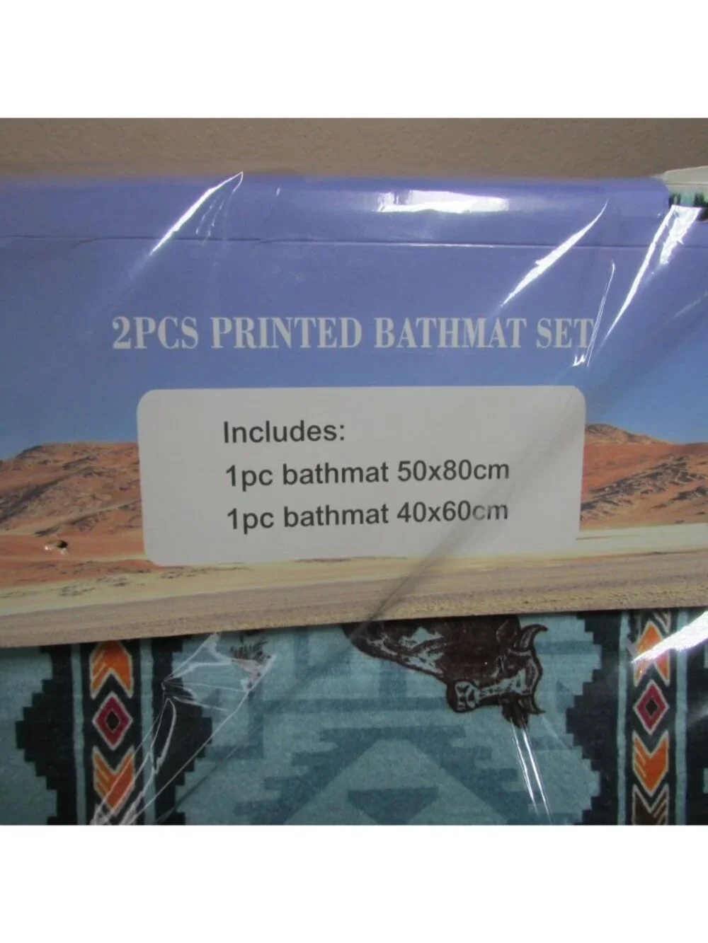2 Pc Cow Western Print Bath Rug Set